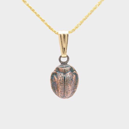 Lacquered Jewel Scarab on Gold Filled Necklace