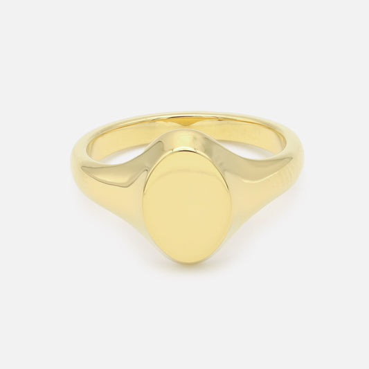 Flat Oval Signet Ring in Gold Plated Brass