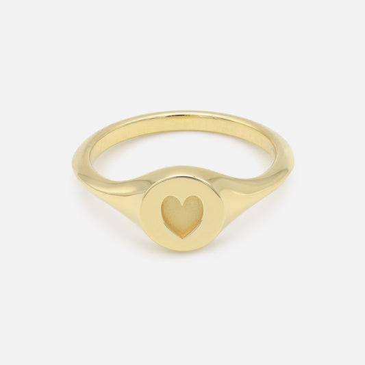 Heart Signet Ring in Gold Plated Brass