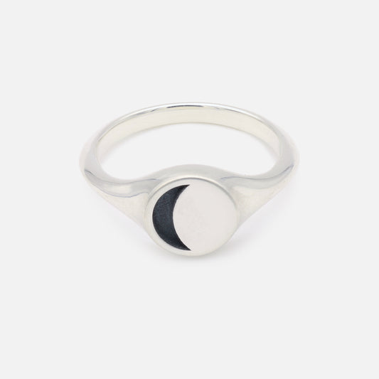 Crescent Moon Silhouette Signet Ring