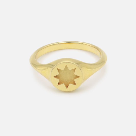 Sunburst Signet Ring in Gold Plated Brass