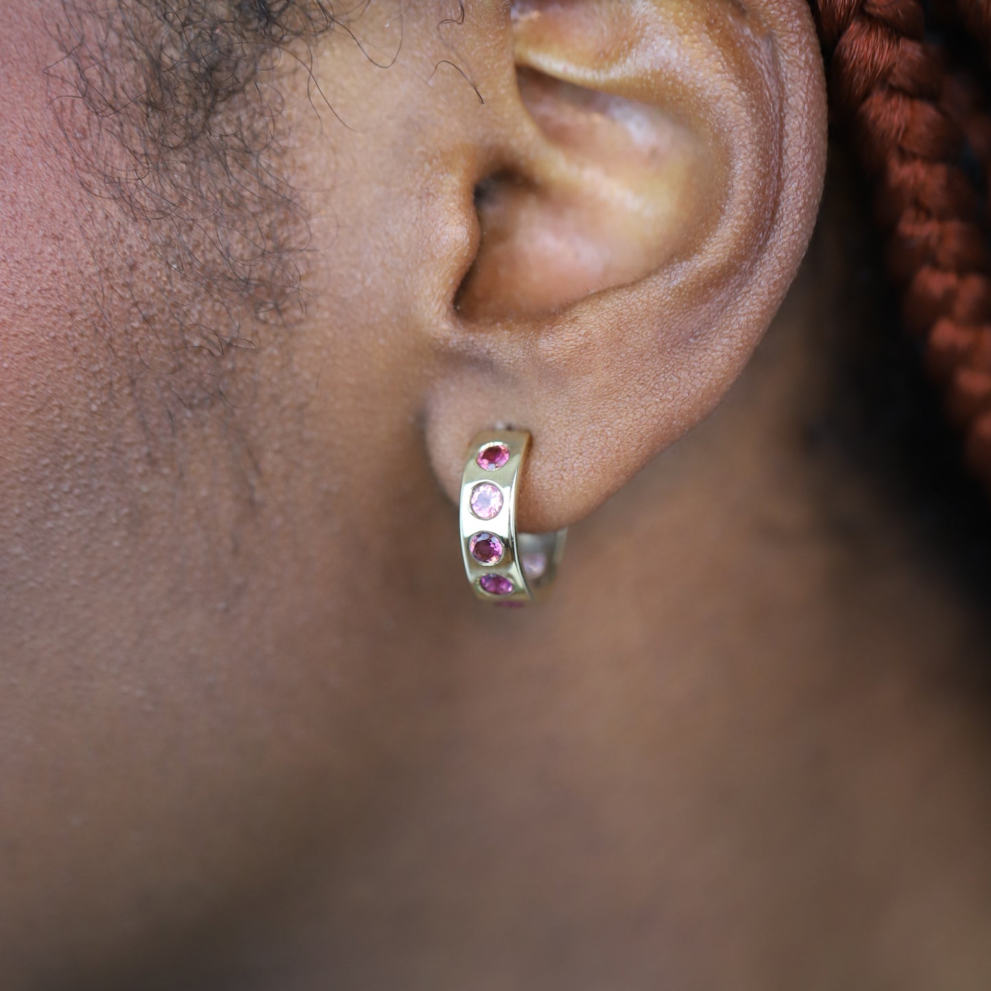 9ct Gold Helios Hoops with Pink Tourmalines