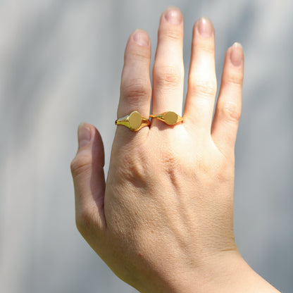 Mirror Oval Signet Ring in Gold Plated Brass