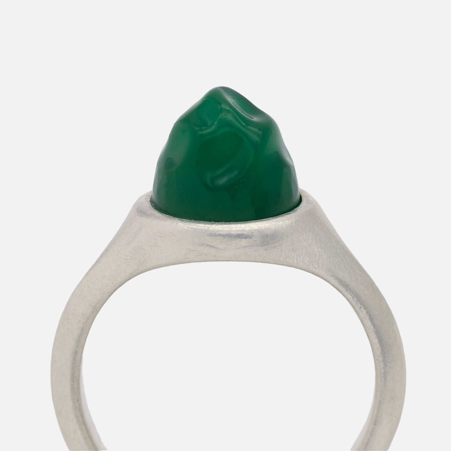 Green Glass Apex Signet Ring