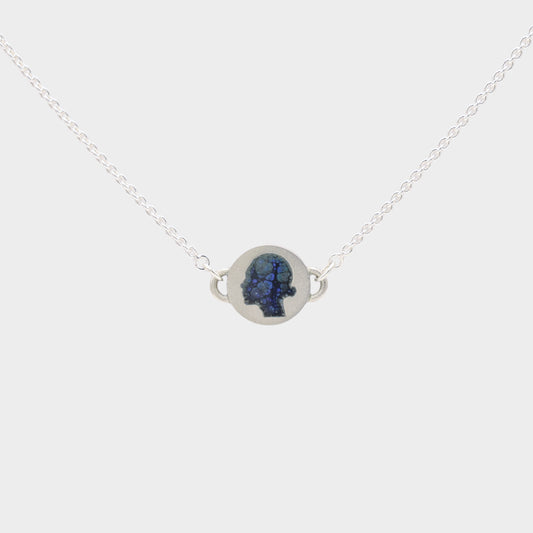 Cameo Necklace in Speckled Blue