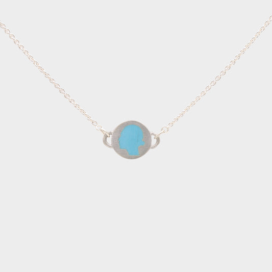 Cameo Necklace in Light Blue