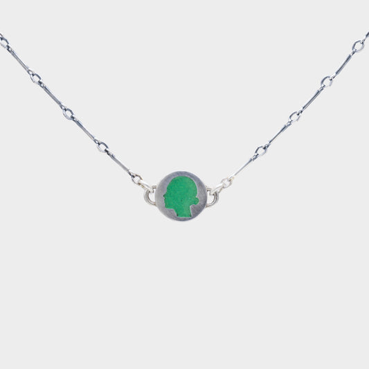 Cameo Necklace in Grass Green
