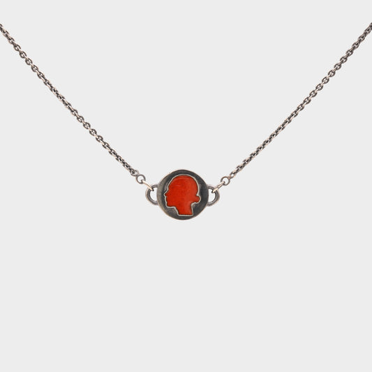 Cameo Necklace in Copper Red