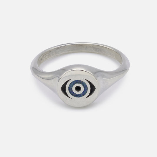 Speckled Blue Evil Eye Signet Ring