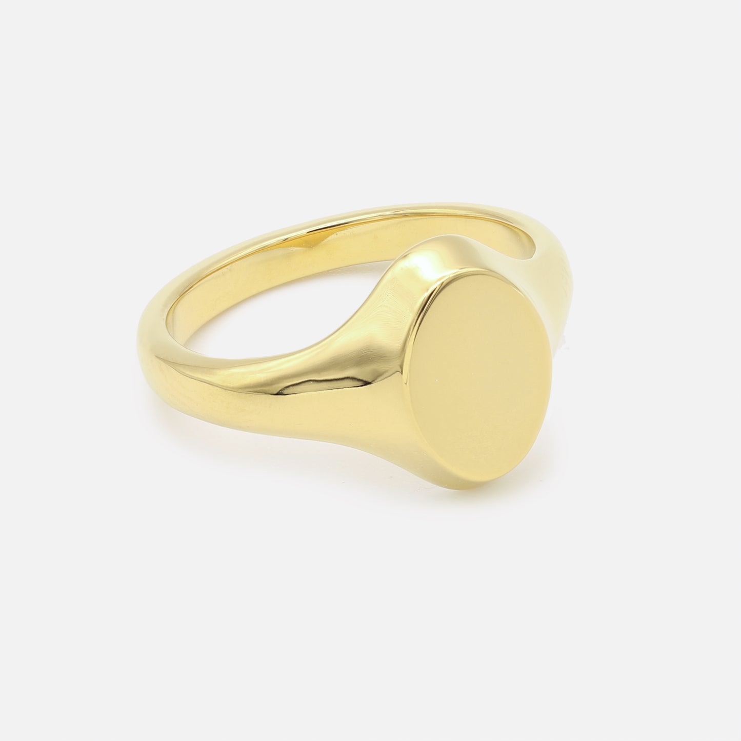 Mirror Oval Signet Ring in Gold Plated Brass