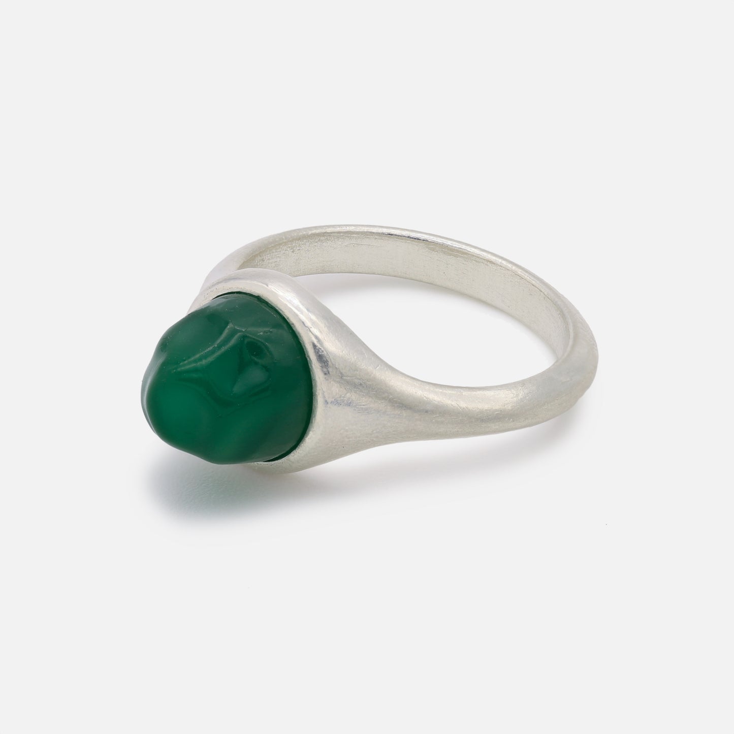 Green Glass Apex Signet Ring