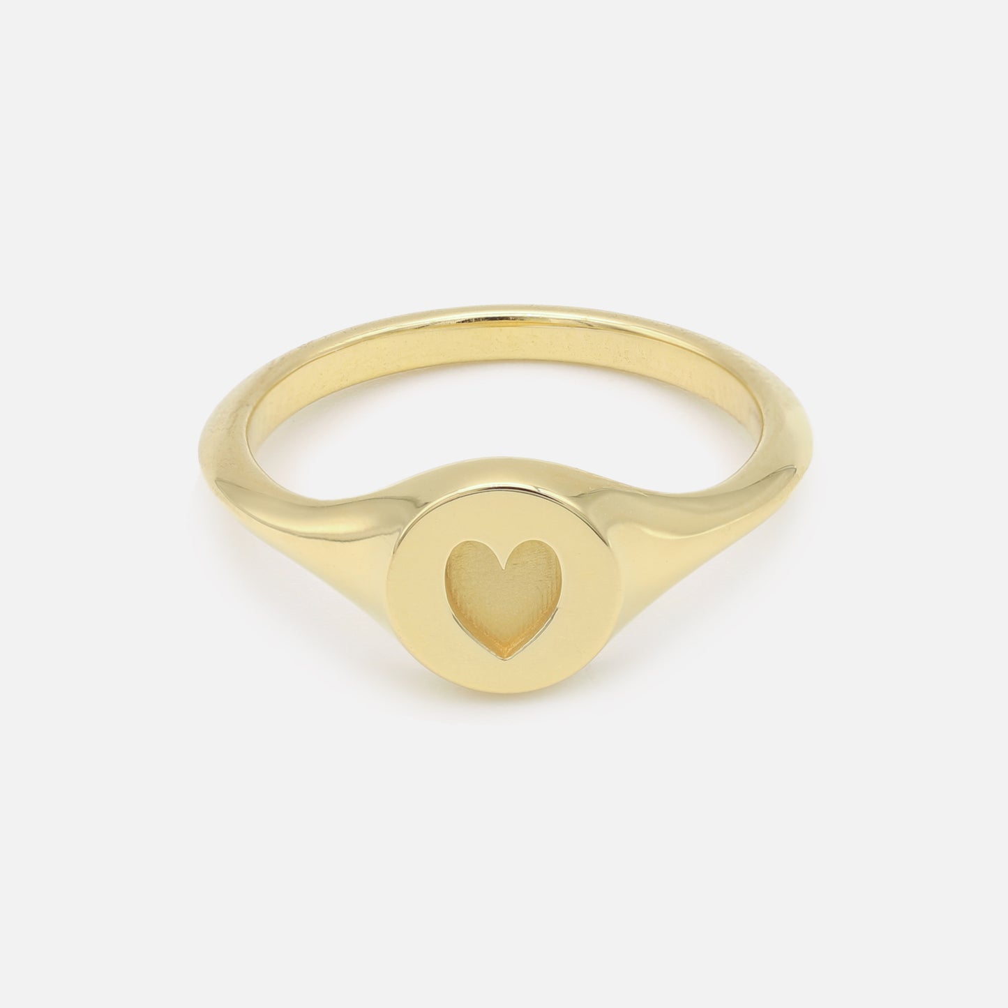 Heart Signet Ring in Gold Plated Brass
