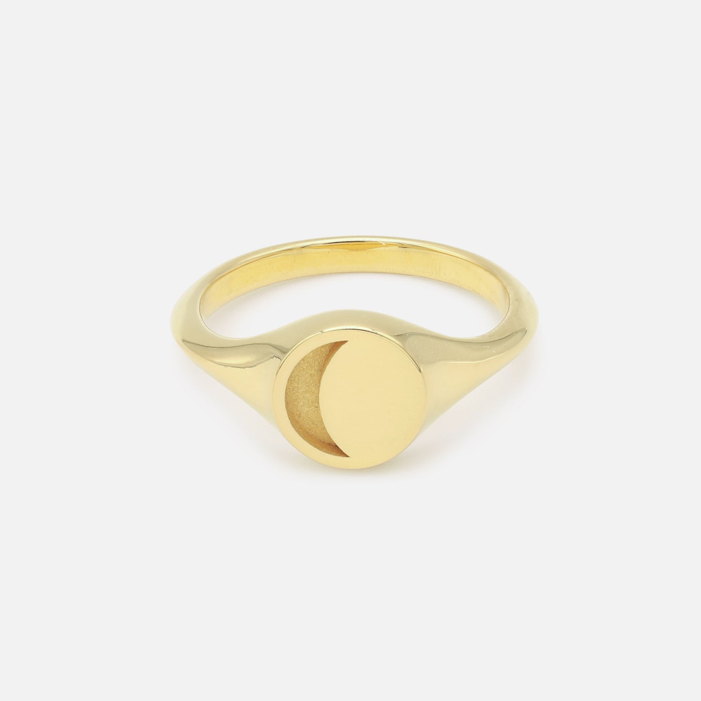 Crescent Moon Signet Ring in Gold Plated Brass