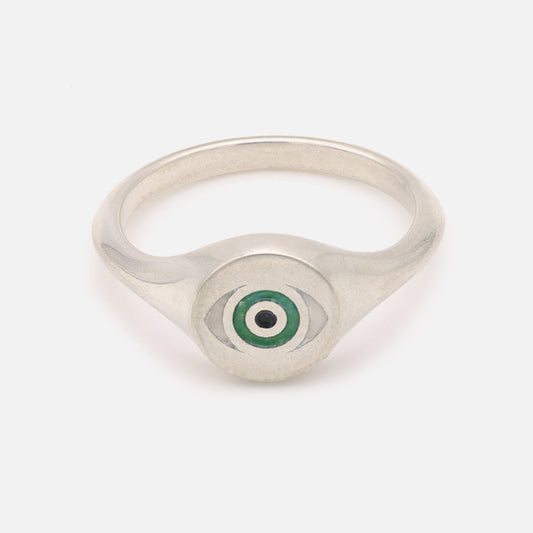 Green Evil Eye Signet Ring