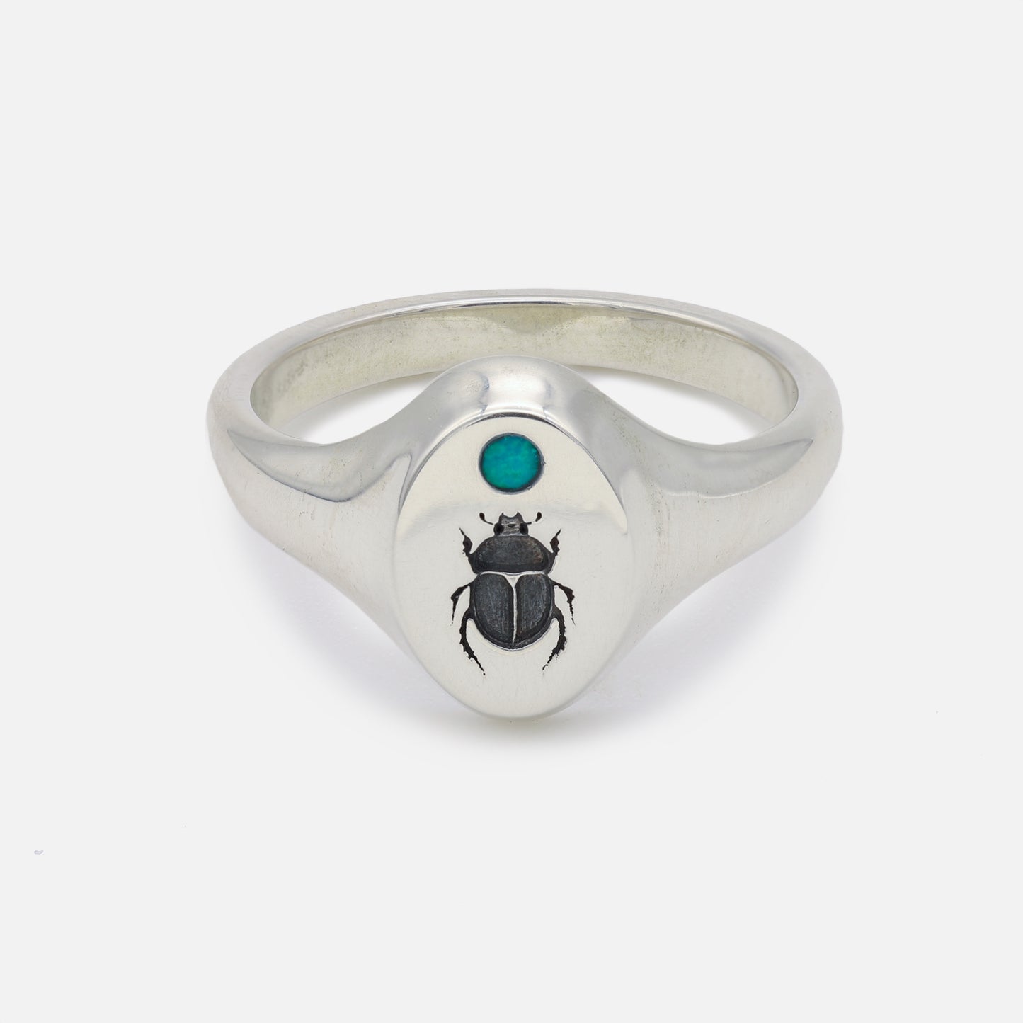 Signature Scarab Signet Ring with Opal Inlay