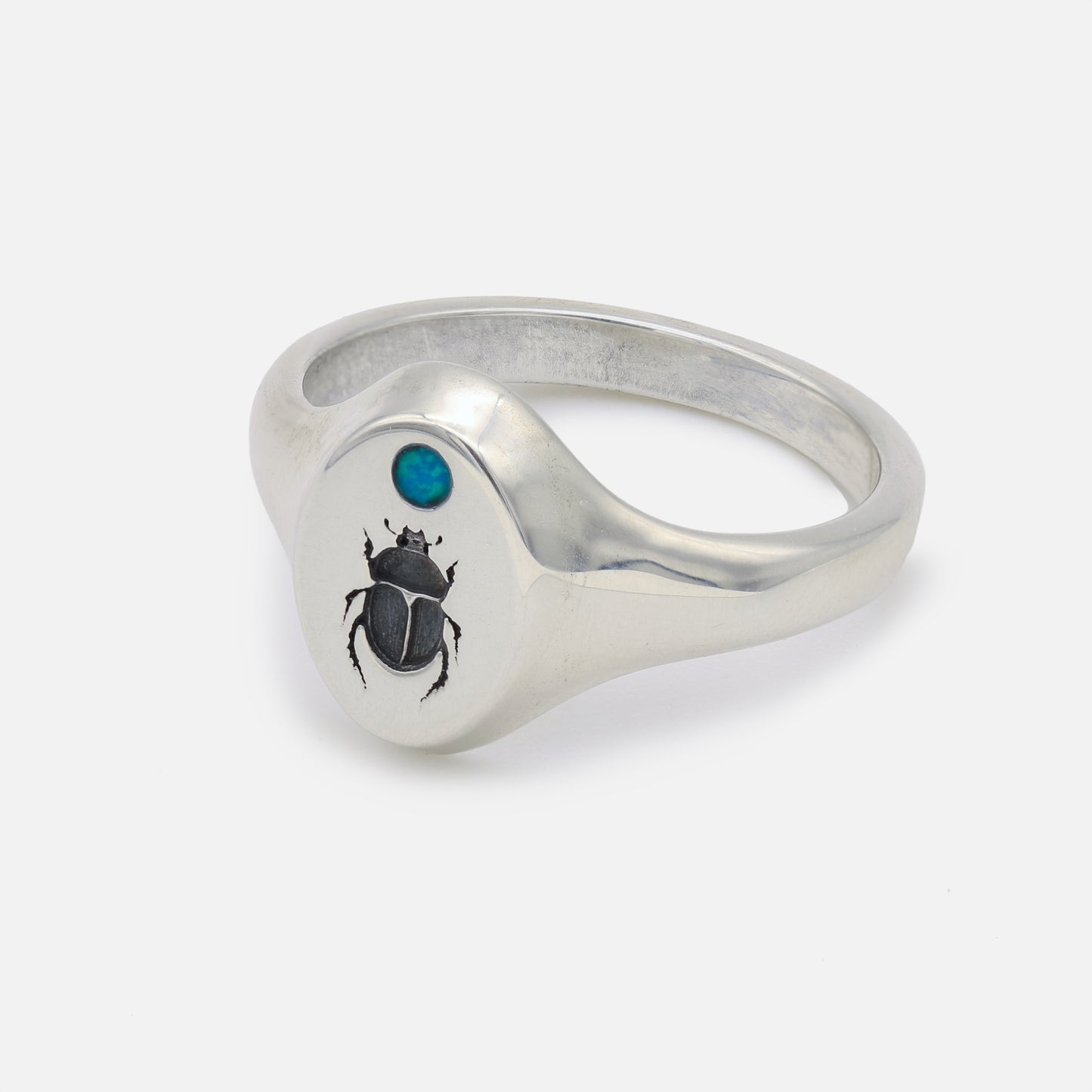 Signature Scarab Signet Ring with Opal Inlay