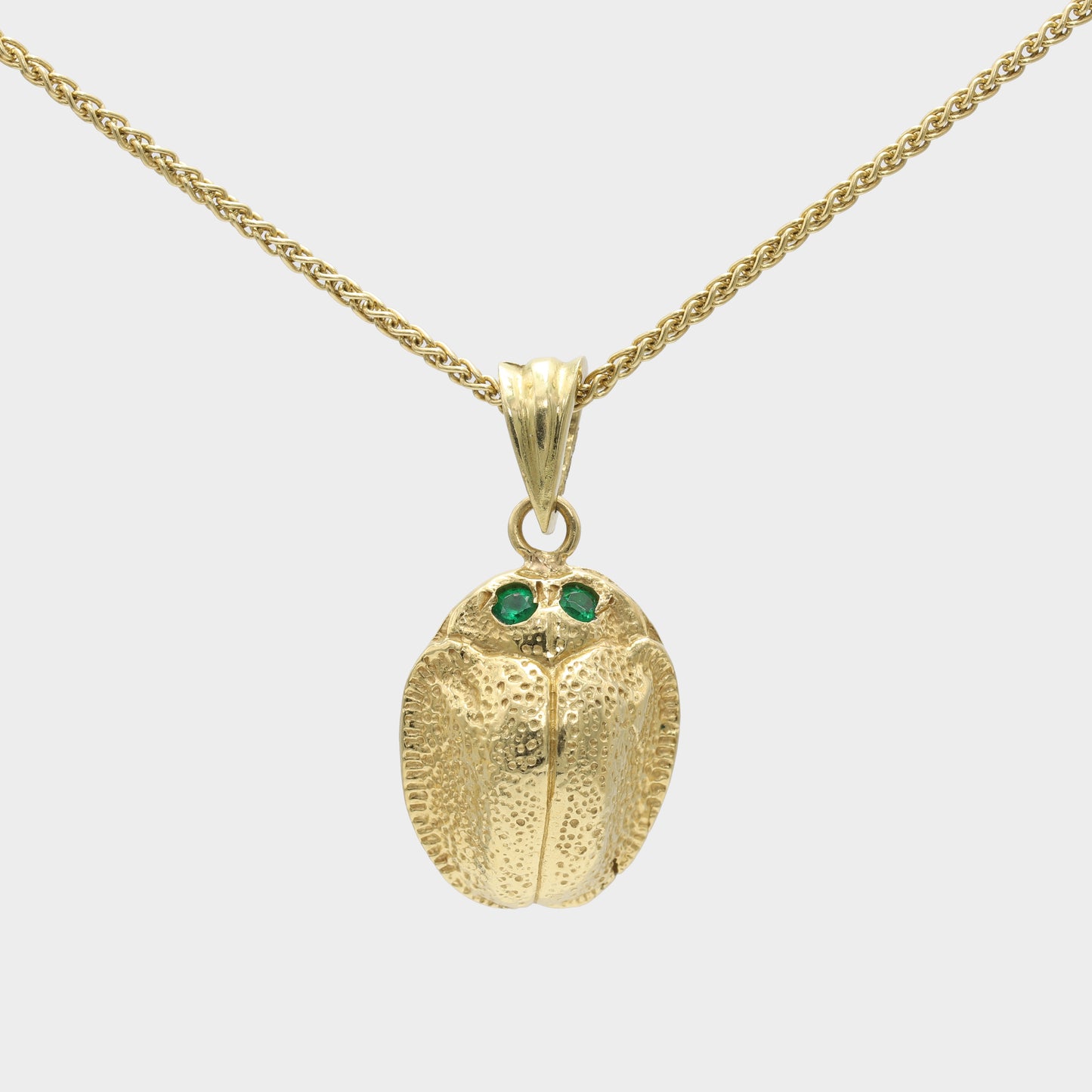 18ct Gold Scarab Necklace with Emerald Eyes