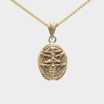 9ct Gold Scarab Pendant with Emerald Eyes