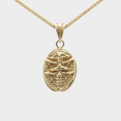 9ct Gold Scarab with Tsavorite Eyes on Chunky Gold Necklace