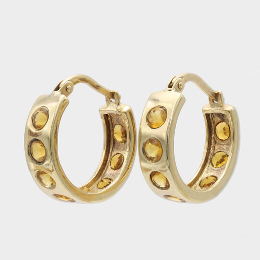 9ct Gold Helios Hoops with Citrine