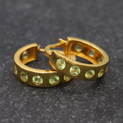 9ct Gold Helios Hoops with Peridots