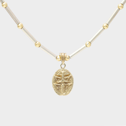 9ct Gold Scarab Necklace with Tsavorite Eyes on Signature Chain