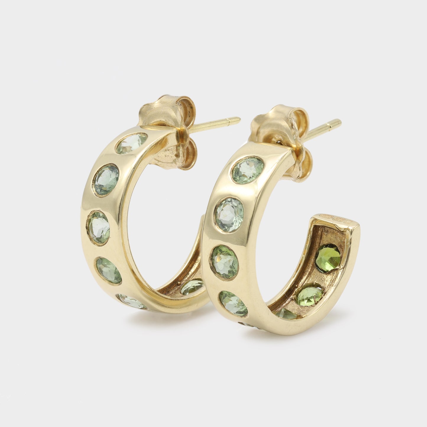 9ct Gold Helios Hoops with Green Tourmaline