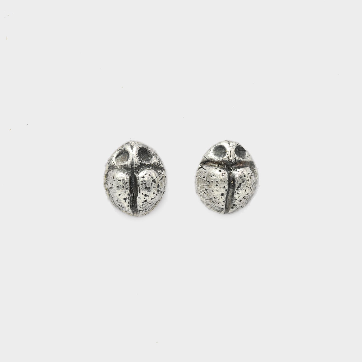 Fine Silver Mini Scarab Stud Earrings