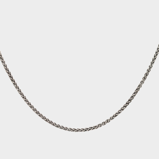 18 Inch Oxidized Silver Chunky Woven Chain