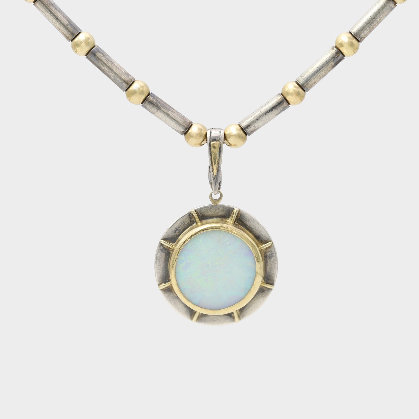 Opal Amulet Pendant in Mixed Metals