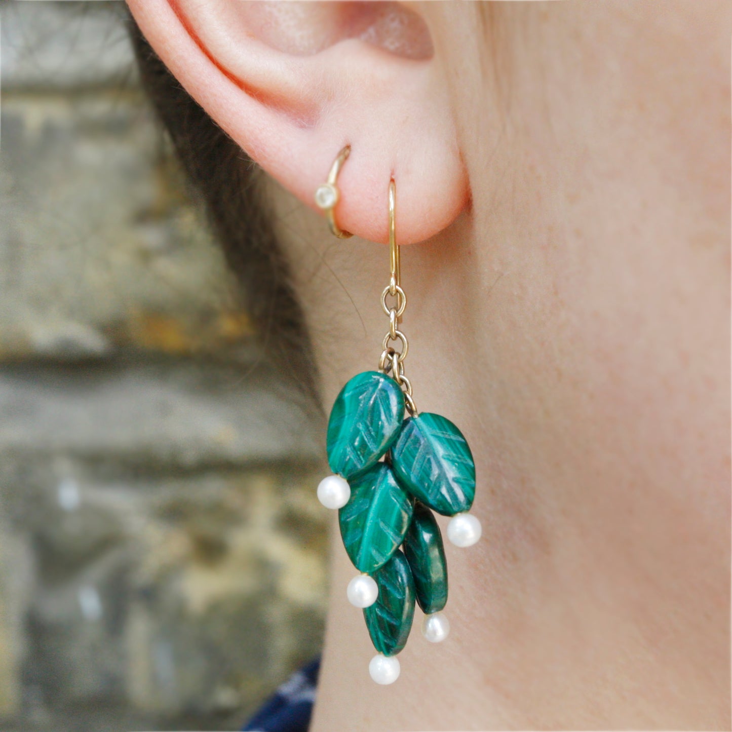Crotalia Foliage Earrings with Pearls