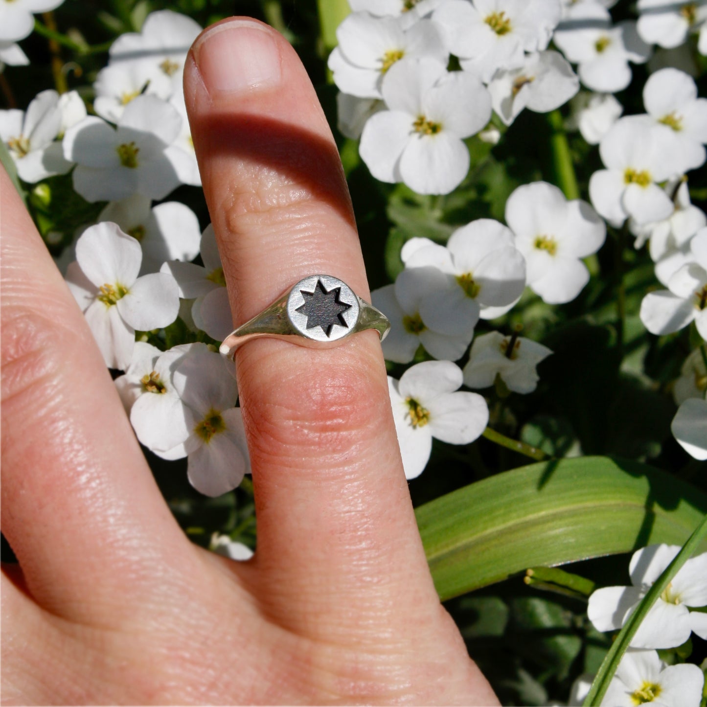 Sunburst Silhouette Signet Ring