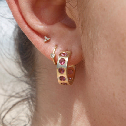 9ct Gold Helios Hoops with Pink Tourmalines
